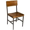 BFM Seating Memphis Distressed Rustic Clear Coated Steel Side Chair With Autumn Ash Wooden Back And Seat