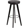 Flash Furniture CH-152601-BK-VY-GG Trenton Series Cappuccino Wood Bar Height Stool With Black Vinyl Seat