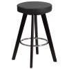 Flash Furniture CH-152600-BK-VY-GG Trenton Series Cappuccino Wood Counter Height Stool With Black Vinyl Seat