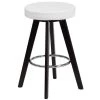 Flash Furniture CH-152600-WH-VY-GG Trenton Series Cappuccino Wood Counter Height Stool With White Vinyl Seat