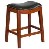 Flash Furniture TA-411026-LC-GG Light Cherry Wood Counter Height Stool With Black Leather Saddle Seat -BFM Seating sHOP 1421099
