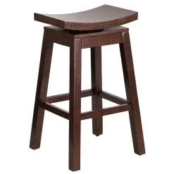 Flash Furniture TA-SADDLE-1-GG Cappuccino Wood Bar Height Stool With Auto Swivel Seat