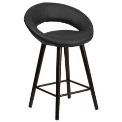 Flash Furniture CH-152551-BK-VY-GG Kelsey Series Cappuccino Wood Counter Height Stool With Black Vinyl Seat