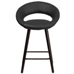 Flash Furniture CH-152551-BK-VY-GG Kelsey Series Cappuccino Wood Counter Height Stool With Black Vinyl Seat -BFM Seating sHOP 1422561