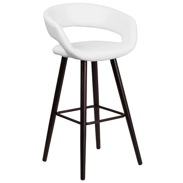 Flash Furniture CH-152560-WH-VY-GG Brynn Series Cappuccino Wood Bar Height Stool With White Vinyl Seat 3 Flash Furniture CH-152560-WH-VY-GG Brynn Series Cappuccino Wood Bar Height Stool With White Vinyl Seat