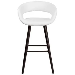 Flash Furniture CH-152560-WH-VY-GG Brynn Series Cappuccino Wood Bar Height Stool With White Vinyl Seat 7 Flash Furniture CH-152560-WH-VY-GG Brynn Series Cappuccino Wood Bar Height Stool With White Vinyl Seat -BFM Seating sHOP 1422592