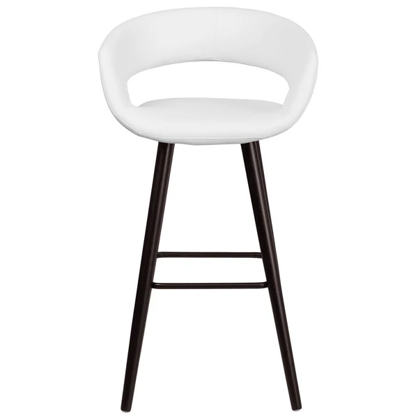 Flash Furniture CH-152560-WH-VY-GG Brynn Series Cappuccino Wood Bar Height Stool With White Vinyl Seat 5 Flash Furniture CH-152560-WH-VY-GG Brynn Series Cappuccino Wood Bar Height Stool With White Vinyl Seat - Image 3