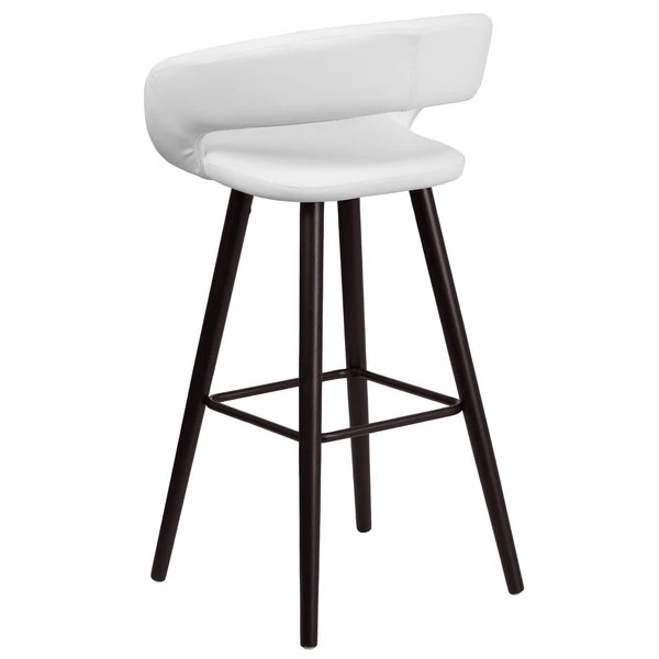 Flash Furniture CH-152560-WH-VY-GG Brynn Series Cappuccino Wood Bar Height Stool With White Vinyl Seat 4 Flash Furniture CH-152560-WH-VY-GG Brynn Series Cappuccino Wood Bar Height Stool With White Vinyl Seat - Image 2