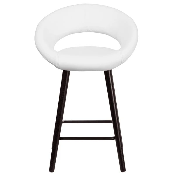 Flash Furniture CH-152551-WH-VY-GG Kelsey Series Cappuccino Wood Counter Height Stool With White Vinyl Seat 5 Flash Furniture CH-152551-WH-VY-GG Kelsey Series Cappuccino Wood Counter Height Stool With White Vinyl Seat - Image 3