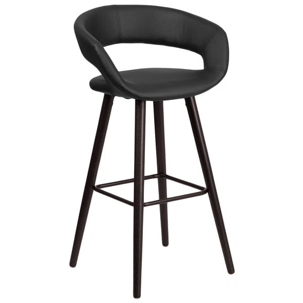 Flash Furniture CH-152560-BK-VY-GG Brynn Series Cappuccino Wood Bar Height Stool With Black Vinyl Seat 3 Flash Furniture CH-152560-BK-VY-GG Brynn Series Cappuccino Wood Bar Height Stool With Black Vinyl Seat