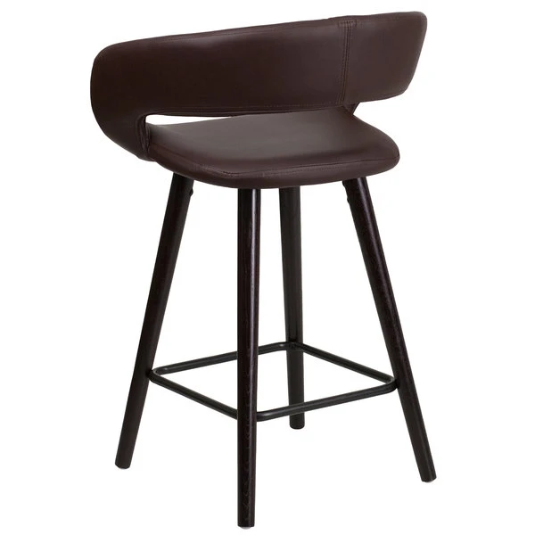Flash Furniture CH-152561-BRN-VY-GG Brynn Series Cappuccino Wood Counter Height Stool With Brown Vinyl Seat 4 Flash Furniture CH-152561-BRN-VY-GG Brynn Series Cappuccino Wood Counter Height Stool With Brown Vinyl Seat - Image 2