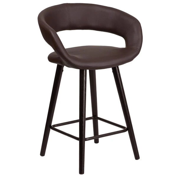 Flash Furniture CH-152561-BRN-VY-GG Brynn Series Cappuccino Wood Counter Height Stool With Brown Vinyl Seat 3 Flash Furniture CH-152561-BRN-VY-GG Brynn Series Cappuccino Wood Counter Height Stool With Brown Vinyl Seat