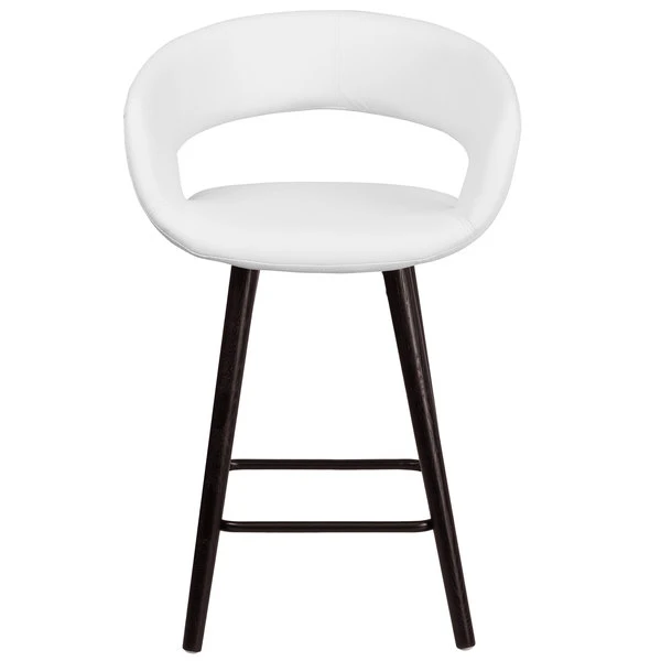Flash Furniture CH-152561-WH-VY-GG Brynn Series Cappuccino Wood Counter Height Stool With White Vinyl Seat 5 Flash Furniture CH-152561-WH-VY-GG Brynn Series Cappuccino Wood Counter Height Stool With White Vinyl Seat - Image 3