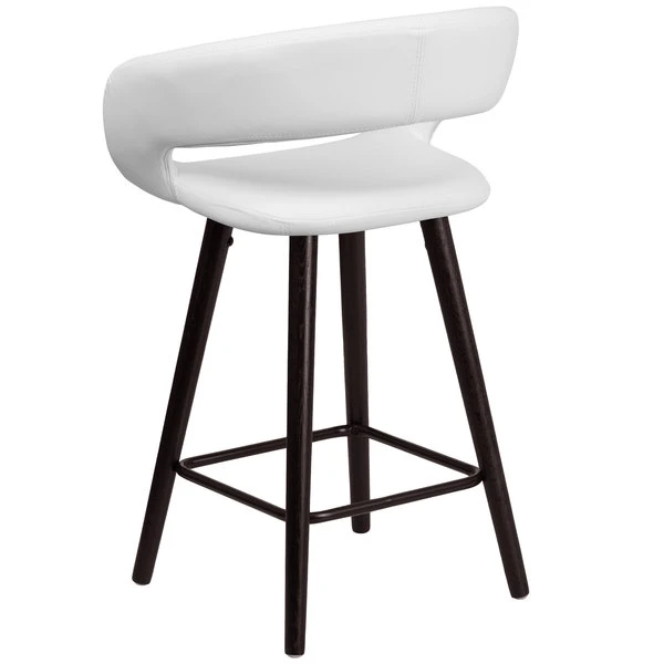 Flash Furniture CH-152561-WH-VY-GG Brynn Series Cappuccino Wood Counter Height Stool With White Vinyl Seat 4 Flash Furniture CH-152561-WH-VY-GG Brynn Series Cappuccino Wood Counter Height Stool With White Vinyl Seat - Image 2