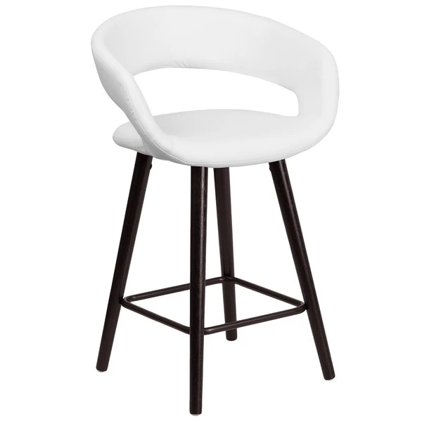 Flash Furniture CH-152561-WH-VY-GG Brynn Series Cappuccino Wood Counter Height Stool With White Vinyl Seat 3 Flash Furniture CH-152561-WH-VY-GG Brynn Series Cappuccino Wood Counter Height Stool With White Vinyl Seat