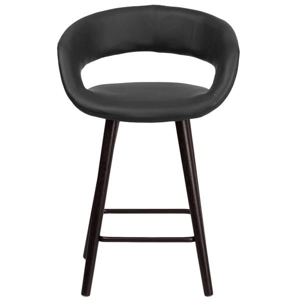 Flash Furniture CH-152561-BK-VY-GG Brynn Series Cappuccino Wood Counter Height Stool With Black Vinyl Seat 5 Flash Furniture CH-152561-BK-VY-GG Brynn Series Cappuccino Wood Counter Height Stool With Black Vinyl Seat - Image 3