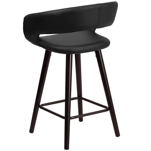 Flash Furniture CH-152561-BK-VY-GG Brynn Series Cappuccino Wood Counter Height Stool With Black Vinyl Seat 4 Flash Furniture CH-152561-BK-VY-GG Brynn Series Cappuccino Wood Counter Height Stool With Black Vinyl Seat - Image 2