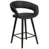 Flash Furniture CH-152561-BK-VY-GG Brynn Series Cappuccino Wood Counter Height Stool With Black Vinyl Seat -BFM Seating sHOP 1423790