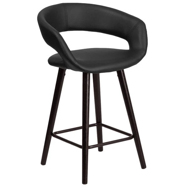 Flash Furniture CH-152561-BK-VY-GG Brynn Series Cappuccino Wood Counter Height Stool With Black Vinyl Seat 3 Flash Furniture CH-152561-BK-VY-GG Brynn Series Cappuccino Wood Counter Height Stool With Black Vinyl Seat