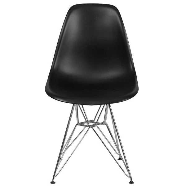 Flash Furniture FH-130-CPP1-BK-GG Elon Series Black Plastic Accent Side Chair With Chrome Base 4 Flash Furniture FH-130-CPP1-BK-GG Elon Series Black Plastic Accent Side Chair With Chrome Base - Image 2
