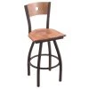 Holland Bar Stool X83025BWMEDMPLBMEDMPL Big & Tall Counter Height Black Wrinkle Steel Swivel Barstool With Medium Maple Seat And Medium Maple Back