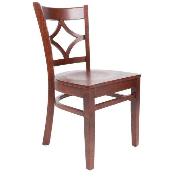 Lancaster Table & Seating Mahogany Finish Wooden Diamond Back Cafe Chair 4 Lancaster Table & Seating Mahogany Finish Wooden Diamond Back Cafe Chair - Image 2