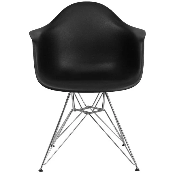 Flash Furniture FH-132-CPP1-BK-GG Alonza Black Plastic Chair With Chrome Base 4 Flash Furniture FH-132-CPP1-BK-GG Alonza Black Plastic Chair With Chrome Base - Image 2