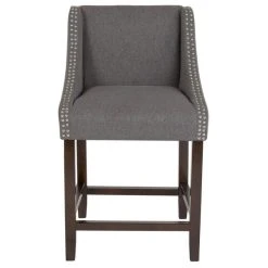 Flash Furniture CH-182020-24-DKGY-F-GG Carmel Series Counter Height Stool In Dark Gray Fabric With Walnut Frame And Nail Trim Accent 7 Flash Furniture CH-182020-24-DKGY-F-GG Carmel Series Counter Height Stool In Dark Gray Fabric With Walnut Frame And Nail Trim Accent -BFM Seating sHOP 1723911