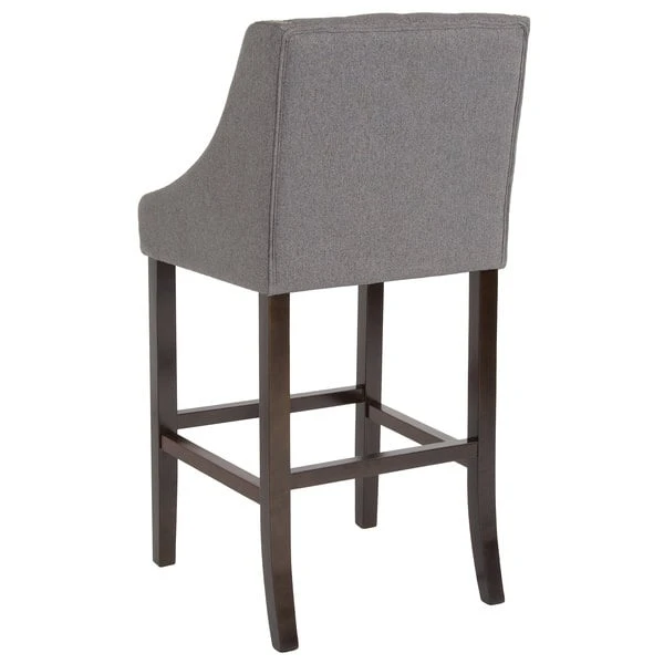 Flash Furniture CH-182020-T-30-DKGY-F-GG Carmel Series Dark Gray Tufted Fabric Bar Stool With Walnut Frame And Nail Trim Accent 4 Flash Furniture CH-182020-T-30-DKGY-F-GG Carmel Series Dark Gray Tufted Fabric Bar Stool With Walnut Frame And Nail Trim Accent - Image 2