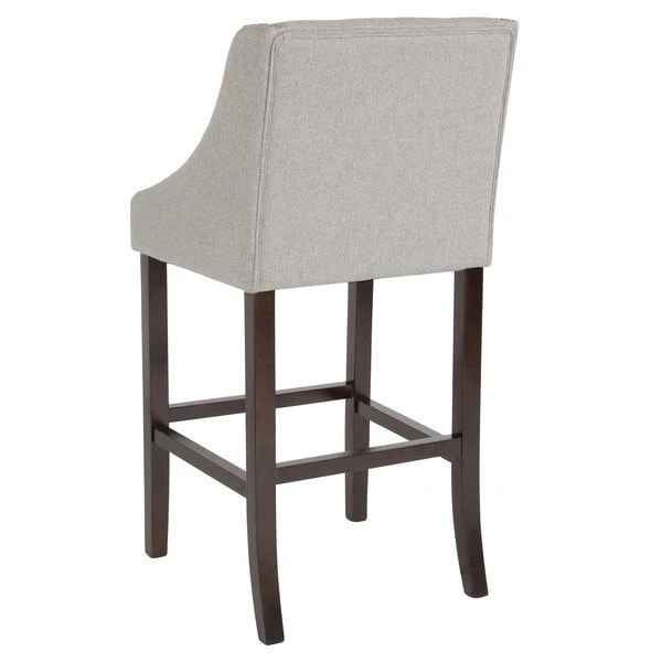 Flash Furniture CH-182020-T-30-LTGY-F-GG Carmel Series Light Gray Tufted Fabric Bar Stool With Walnut Frame And Nail Trim Accent 4 Flash Furniture CH-182020-T-30-LTGY-F-GG Carmel Series Light Gray Tufted Fabric Bar Stool With Walnut Frame And Nail Trim Accent - Image 2