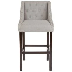 Flash Furniture CH-182020-T-30-LTGY-F-GG Carmel Series Light Gray Tufted Fabric Bar Stool With Walnut Frame And Nail Trim Accent 7 Flash Furniture CH-182020-T-30-LTGY-F-GG Carmel Series Light Gray Tufted Fabric Bar Stool With Walnut Frame And Nail Trim Accent -BFM Seating sHOP 1730159