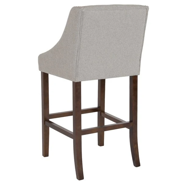 Flash Furniture CH-182020-30-LTGY-F-GG Carmel Series Light Gray Fabric Bar Stool With Walnut Frame And Nail Trim Accent 4 Flash Furniture CH-182020-30-LTGY-F-GG Carmel Series Light Gray Fabric Bar Stool With Walnut Frame And Nail Trim Accent - Image 2