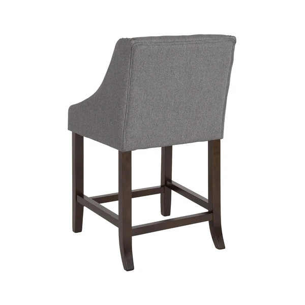 Flash Furniture CH-182020-T-24-DKGY-F-GG Carmel Series 24" Dark Gray Tufted Counter Height Stool With Walnut Frame And Accent Nail Trim 4 Flash Furniture CH-182020-T-24-DKGY-F-GG Carmel Series 24" Dark Gray Tufted Counter Height Stool With Walnut Frame And Accent Nail Trim - Image 2