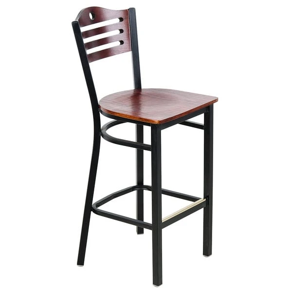 Lancaster Table & Seating Mahogany Finish Bar Height Bistro Chair 3 Lancaster Table & Seating Mahogany Finish Bar Height Bistro Chair - Image 2