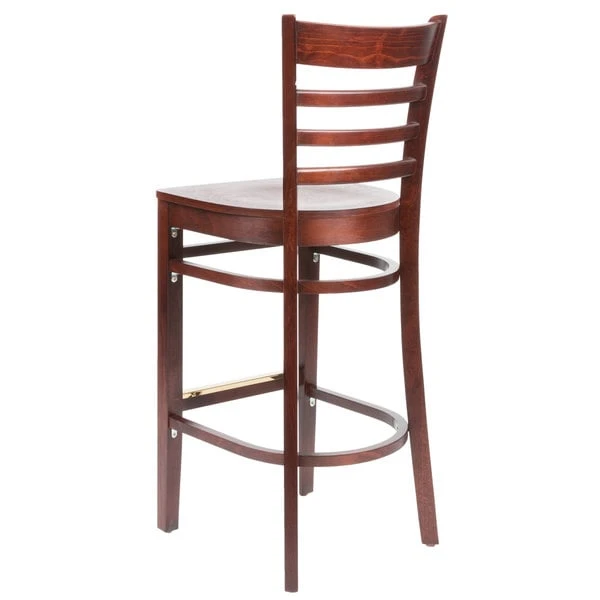 Lancaster Table & Seating Mahogany Finish Wooden Ladder Back Bar Height Chair 5 Lancaster Table & Seating Mahogany Finish Wooden Ladder Back Bar Height Chair - Image 3