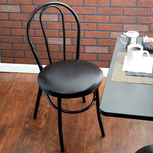 Lancaster Table & Seating Black Hairpin Cafe Chair With 1 1/4" Padded Seat 3 Lancaster Table & Seating Black Hairpin Cafe Chair With 1 1/4" Padded Seat