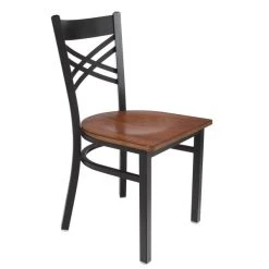 Lancaster Table & Seating Black Finish Cross Back Chair With Antique Walnut Wood Seat -BFM Seating sHOP 1846013