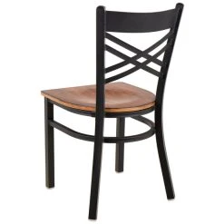 Lancaster Table & Seating Black Finish Cross Back Chair With Antique Walnut Wood Seat -BFM Seating sHOP 1846014