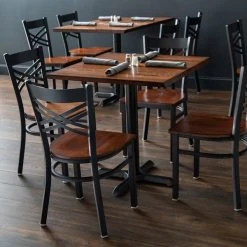 Lancaster Table & Seating Black Finish Cross Back Chair With Antique Walnut Wood Seat -BFM Seating sHOP 1846017