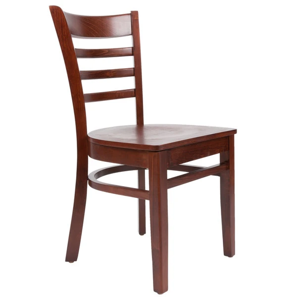 Lancaster Table & Seating Mahogany Finish Wooden Ladder Back Cafe Chair 4 Lancaster Table & Seating Mahogany Finish Wooden Ladder Back Cafe Chair - Image 2