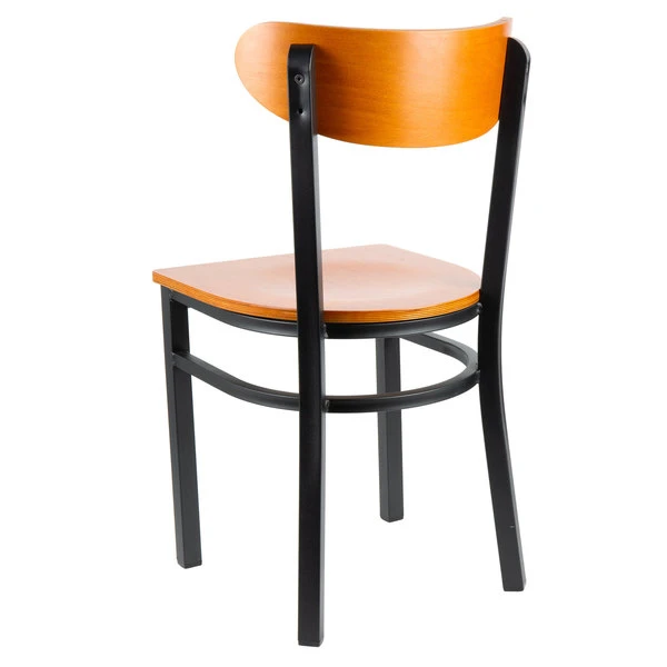 LT&S Boomerang Series Lancaster Table & Seating Boomerang Black Finish Chair With Cherry Wood Seat And Back 5 LT&S Boomerang Series Lancaster Table & Seating Boomerang Black Finish Chair With Cherry Wood Seat And Back - Image 3