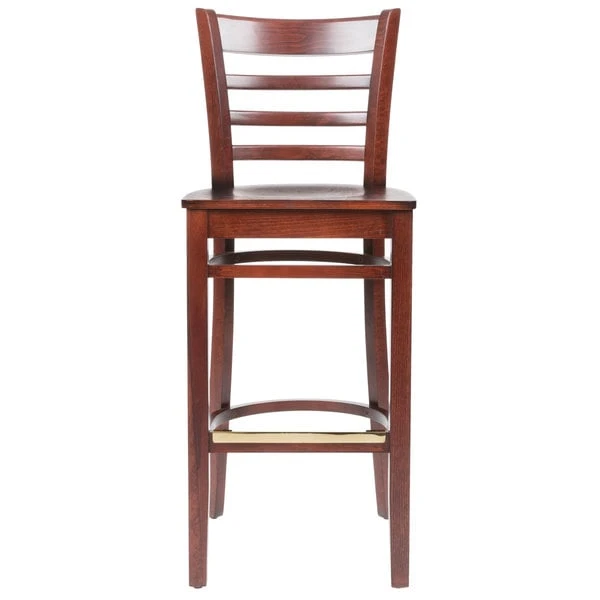 Lancaster Table & Seating Mahogany Finish Wooden Ladder Back Bar Height Chair 6 Lancaster Table & Seating Mahogany Finish Wooden Ladder Back Bar Height Chair - Image 4