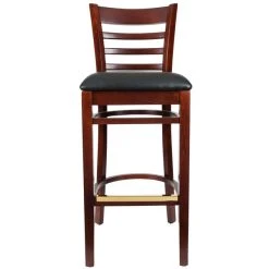 Lancaster Table & Seating Mahogany Ladder Back Bar Height Chair With Black Padded Seat -BFM Seating sHOP 1866792