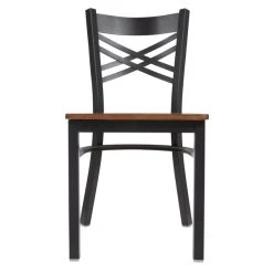 Lancaster Table & Seating Black Finish Cross Back Chair With Antique Walnut Wood Seat -BFM Seating sHOP 1866868