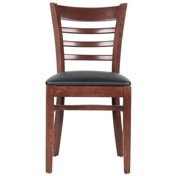 Lancaster Table & Seating Mahogany Finish Wooden Ladder Back Chair With 2 1/2" Padded Seat 6 Lancaster Table & Seating Mahogany Finish Wooden Ladder Back Chair With 2 1/2" Padded Seat - Image 4