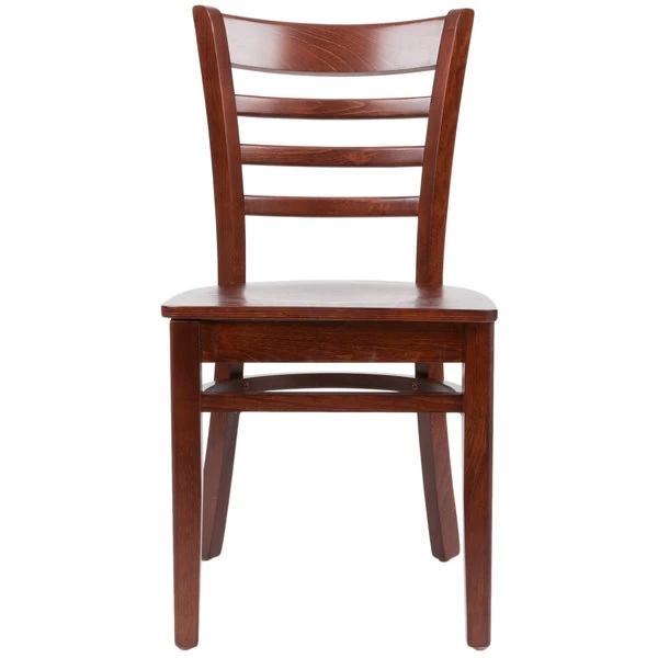 Lancaster Table & Seating Mahogany Finish Wooden Ladder Back Cafe Chair 6 Lancaster Table & Seating Mahogany Finish Wooden Ladder Back Cafe Chair - Image 4