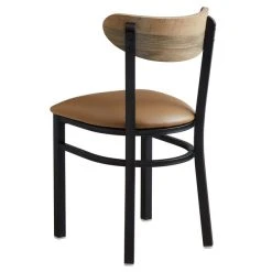 LT&S Boomerang Series Lancaster Table & Seating Boomerang Black Finish Chair With 2 1/2" Light Brown Vinyl Padded Seat And Driftwood Back 7 LT&S Boomerang Series Lancaster Table & Seating Boomerang Black Finish Chair With 2 1/2" Light Brown Vinyl Padded Seat And Driftwood Back -BFM Seating sHOP 1870041