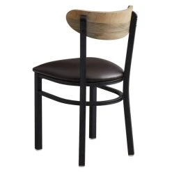 LT&S Boomerang Series Lancaster Table & Seating Boomerang Black Finish Chair With 2 1/2" Dark Brown Vinyl Padded Seat And Driftwood Back -BFM Seating sHOP 1870066