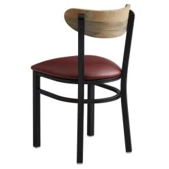 LT&S Boomerang Series Lancaster Table & Seating Boomerang Black Finish Chair With 2 1/2" Burgundy Vinyl Padded Seat And Driftwood Back 7 LT&S Boomerang Series Lancaster Table & Seating Boomerang Black Finish Chair With 2 1/2" Burgundy Vinyl Padded Seat And Driftwood Back -BFM Seating sHOP 1870090