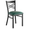 Lancaster Table & Seating Black Finish Cross Back Chair With 2 1/2" Green Vinyl Padded Seat 1 Lancaster Table & Seating Black Finish Cross Back Chair With 2 1/2" Green Vinyl Padded Seat -BFM Seating sHOP 1873571